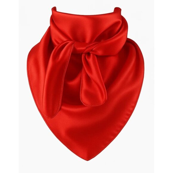 Red Wild Rag Large Scarf 35x35 Inches Satin  Western Accessory Cowgirl or Cowboy - Picture 1 of 7